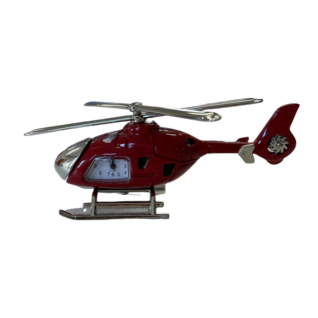 Miniaturuhr Helikopter in Rot: Quarz, 9×4 cm