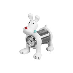 Miniaturuhr Hund in Weiss: Quarz, 7.5×5.5