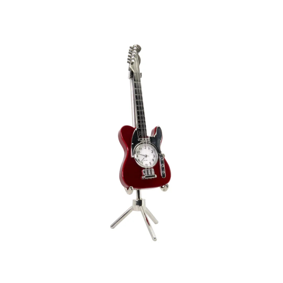 Miniaturuhr Gitarre Bordeaux in Rot: Quarz, 15 cm