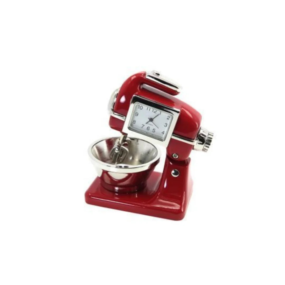 Miniaturuhr Teigmaschine in Rot: Quarz, 8×7 cm