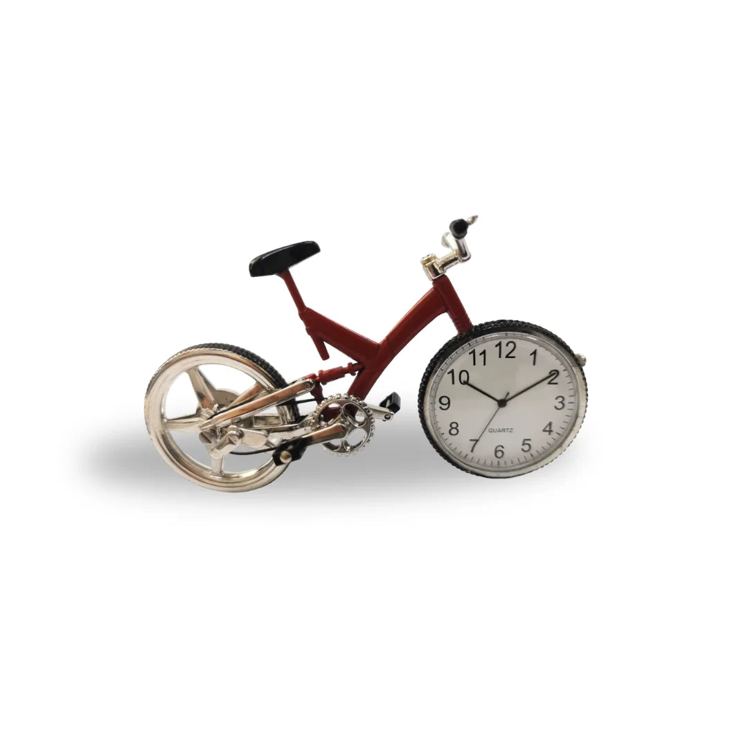 Miniaturuhr Sportvelo in Rot: Quarz, 6.5×9.5 cm