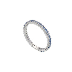 Bague mémoire en or 18 carats - 750 avec zircone bleue