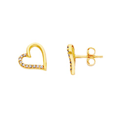 Boucles d'oreilles puces coeur en or 18 carats - 750