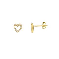 Boucles d'oreilles puces coeur en or 18 carats - 750