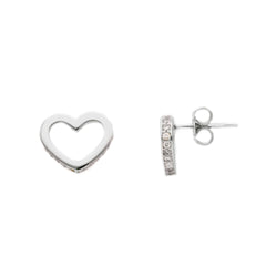 Boucles d'oreilles puces coeur en or 18 carats - 750