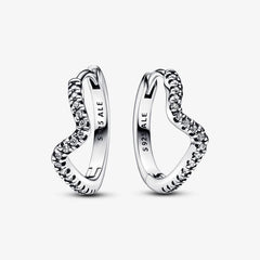Pandora Funkelnde Welle Creolen: Sterling-Silber, Cubic Zirkonia
