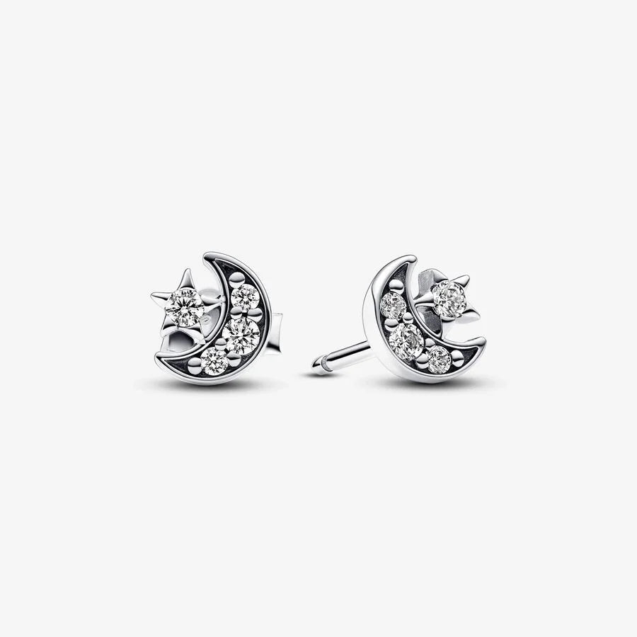 Pandora Ohrringe: Mond & Stern - Cubic Zirkonia, Sterling-Silber