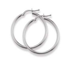 Boucles d'oreilles créoles en or blanc 18 carats 750 - 29 x 2 mm