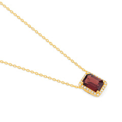 Halskette in 18 Karat Gelbgold mit gefasstem Granat und Diamanten - P2880016GYN02 2