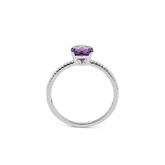 Ring in 18 Karat Weissgold mit gefassten Diamanten und einem Amethyst - R9180086NWA14 3