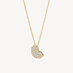 Collier mit herzförmigem Anhänger und Zirkonia 585er Gold - 3207YZI