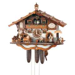 Mechanische Kuckucksuhr Tanzfiguren, Bewegende Figuren und Wasserrad