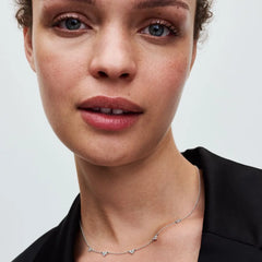 Pandora Dreifachstein Herz Halskette - Cubic Zirkonia, Sterling-Silber