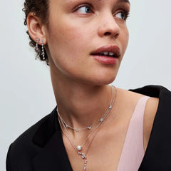 Pandora Dreifachstein Herz Halskette - Cubic Zirkonia, Sterling-Silber