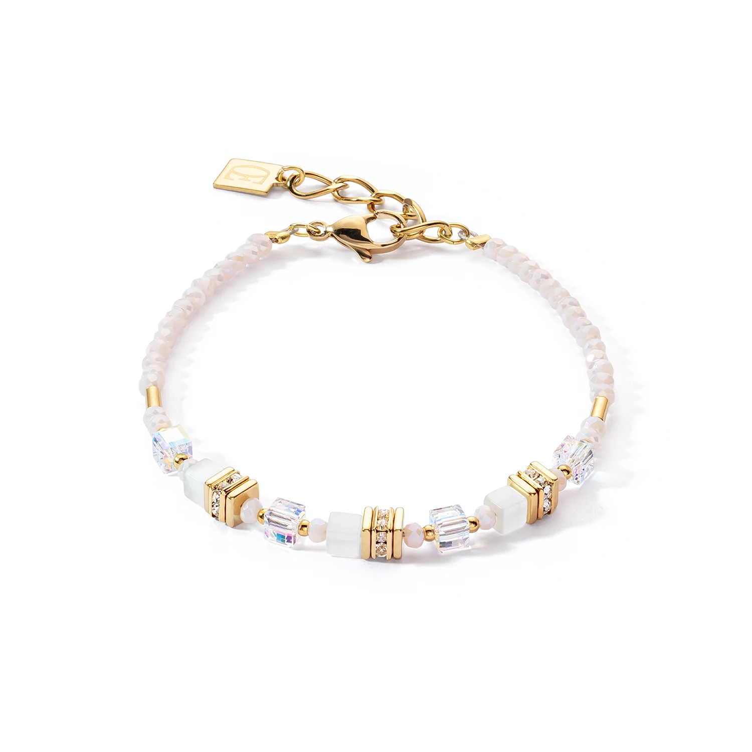 Coeur de Lion Mini Cubes Damen Armband in Gold & Weiss - 4565/30-1416