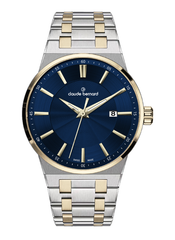 Claude Bernard NEO 1973 Herren Datum Blau Gold 41 mm