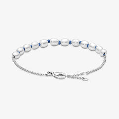 Pandora Klassisches Kettenarmband mit Behandelter Süsswasserzuchtperle in Blau - 591689C01-18