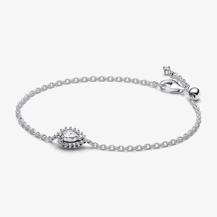 Pandora Birnen-Kranz Gliederarmband: Cubic Zirkonia, Sterling-Silber