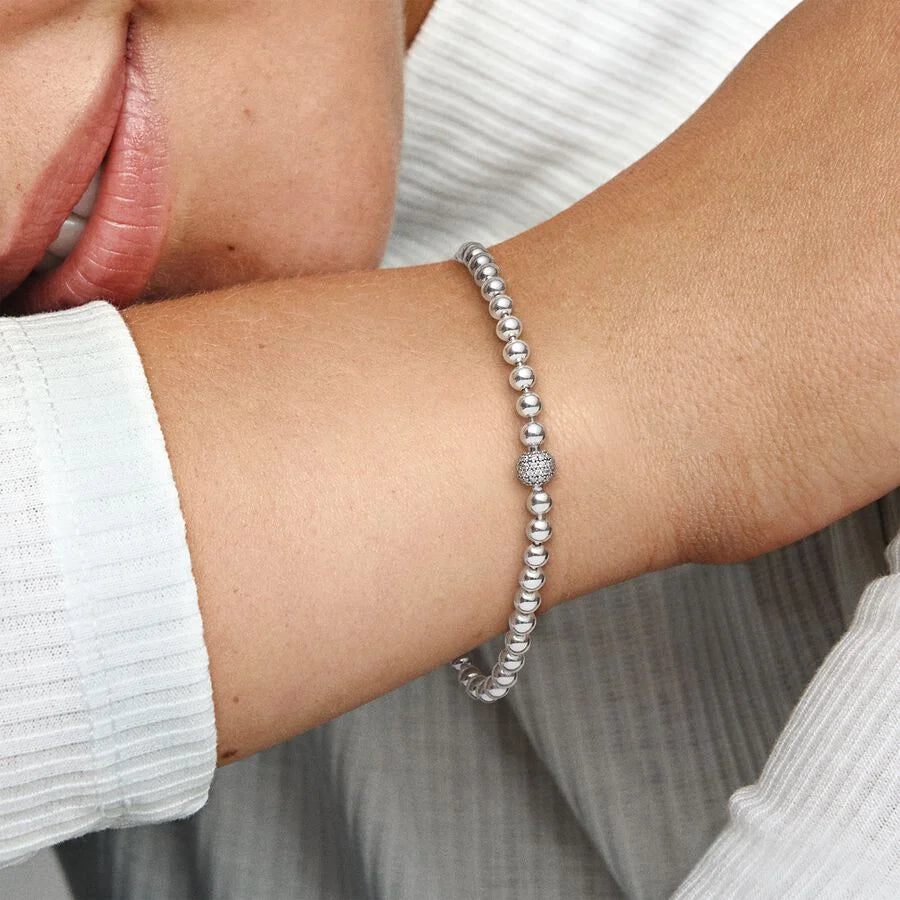 Pandora Beads & Pavé Armband: Schimmernde Perlen und Funkelnde Akzente - 598342CZ-19