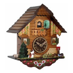 Mechanische Kuckucksuhr mit Kunstvoll Verziertem Hausmotiv