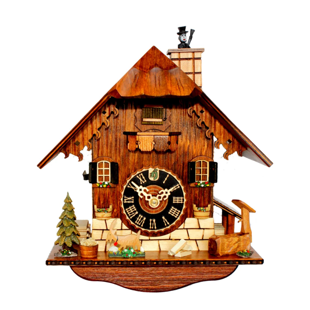 Mechanische Kuckucksuhr Kaminfeger und Haus