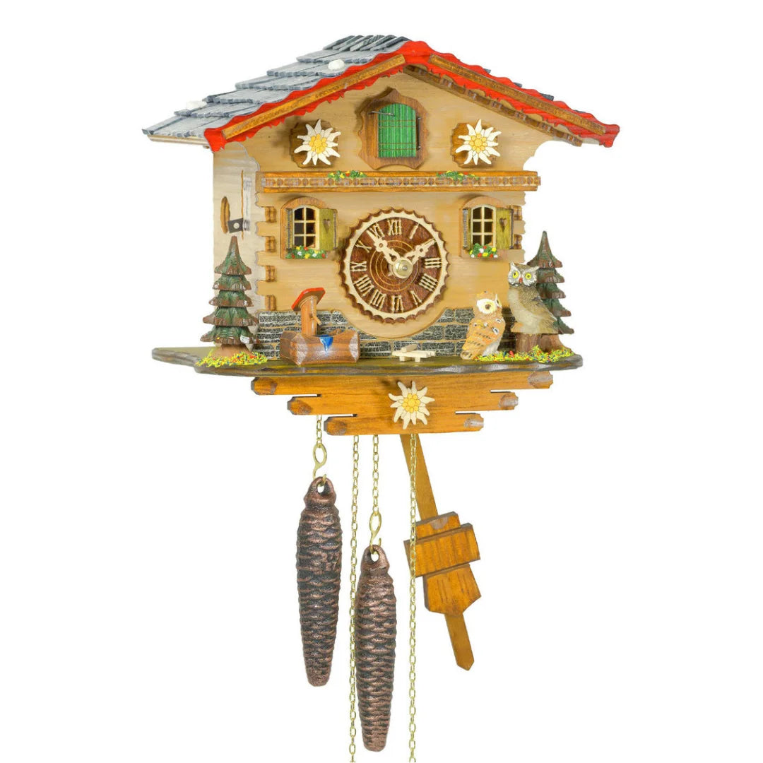 Mechanische Kuckucksuhr Eulen-Thema
