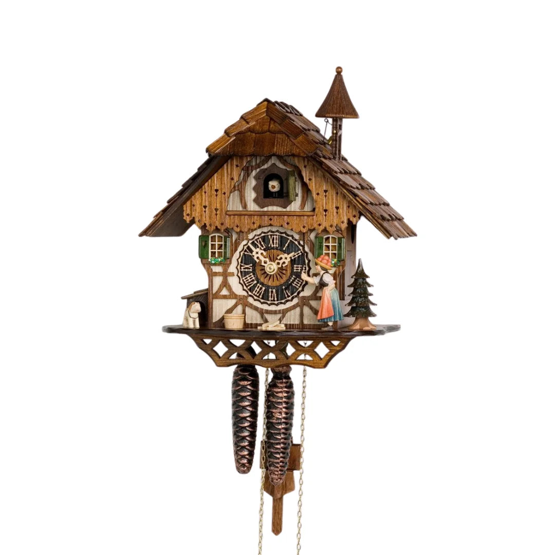 Mechanische Kuckucksuhr Bewegliche Schwarzwaldfrau