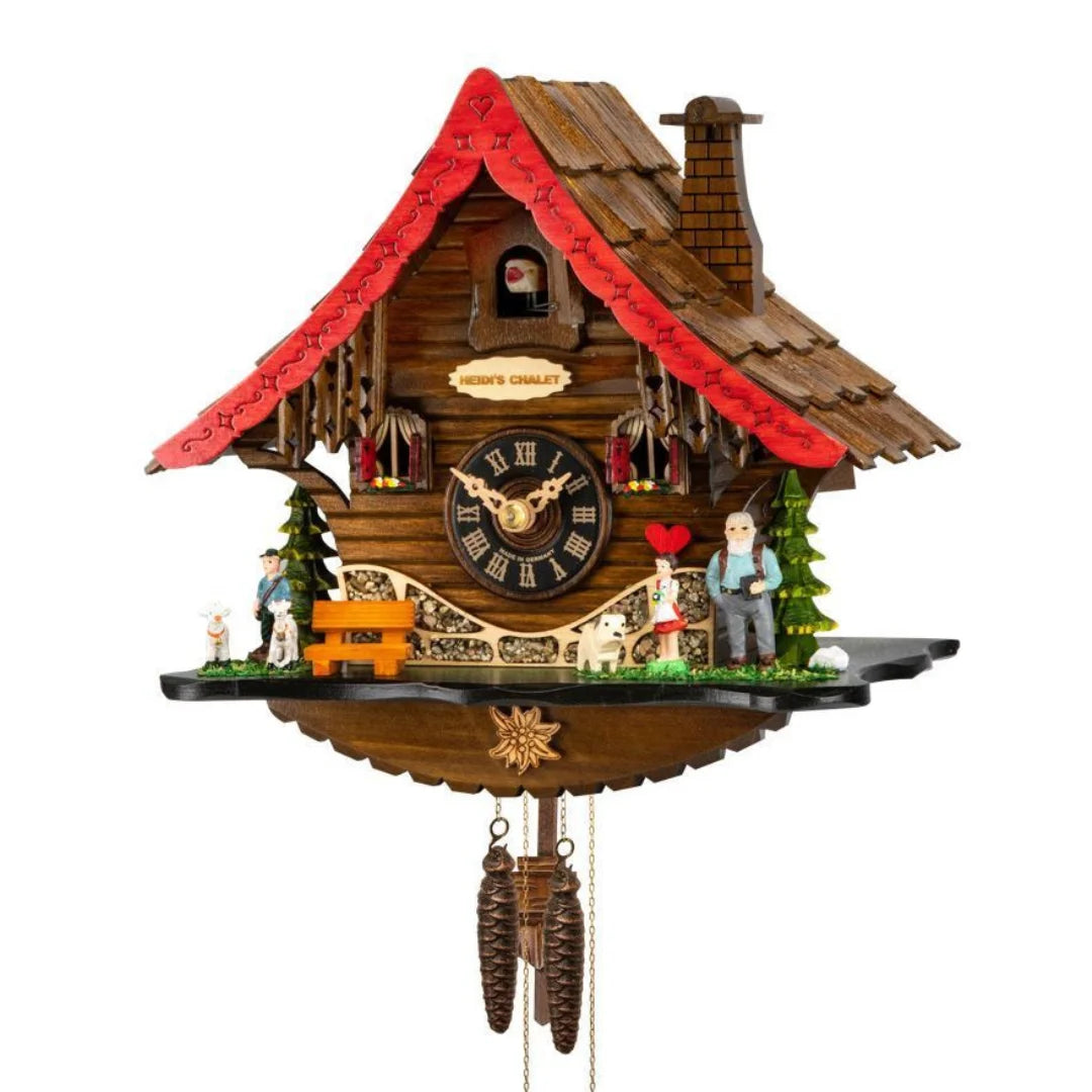 Mechanische Kuckucksuhr mit Heidifamilie & Tiere