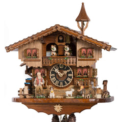 Mechanische Kuckucksuhr mit Musik, Drehende Figuren und Landleben