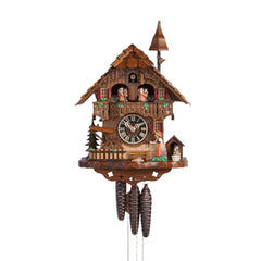 Mechanische Kuckucksuhr mit Musik, Tänzer und Frau