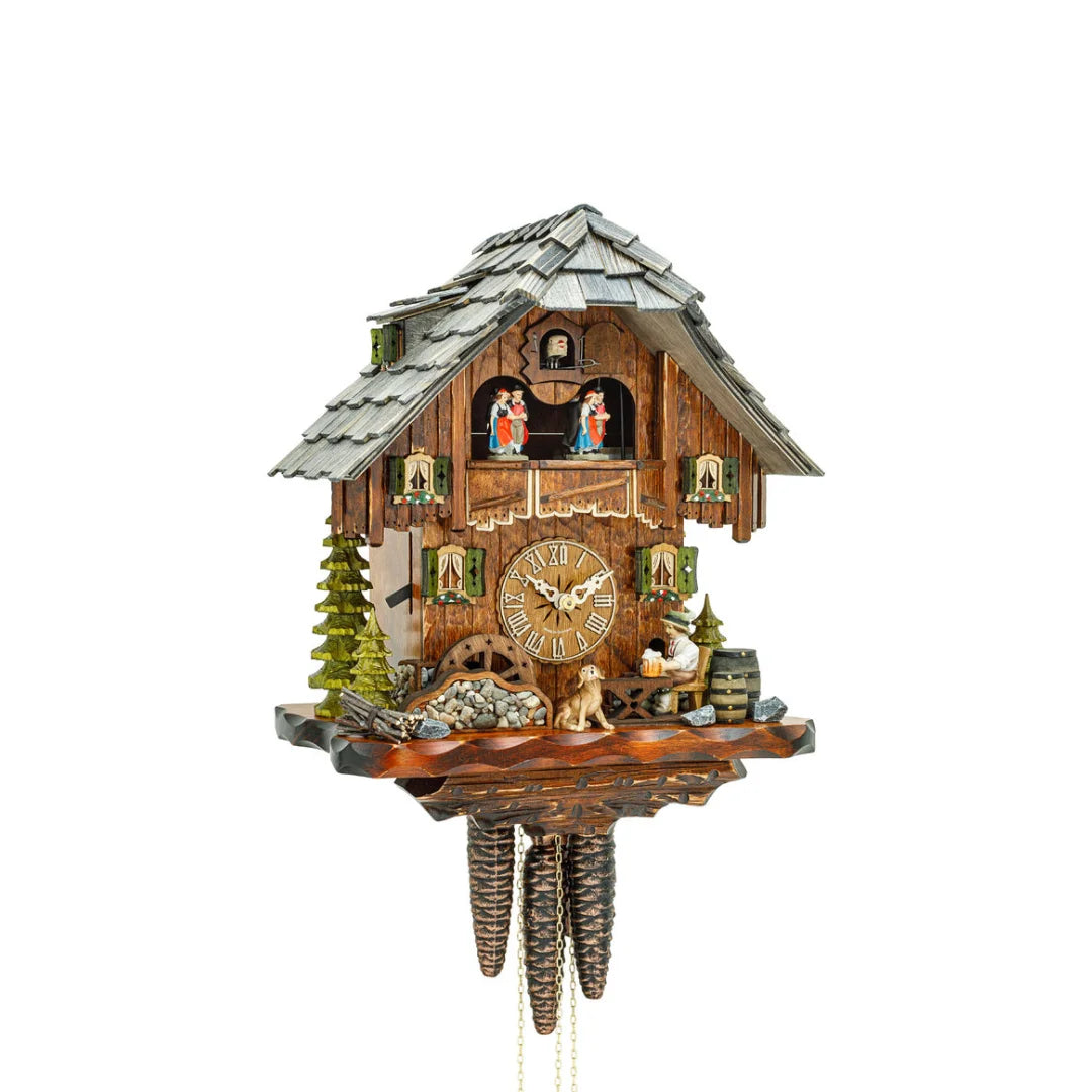 Mechanische Kuckucksuhr mit Musik und Tanzen, 34cm