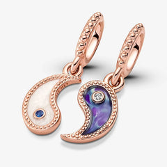 Pandora Teilbarer Charm-Anhänger: Yin & Yang - Rosévergoldet, Emaille