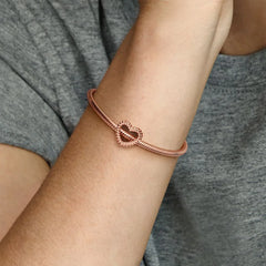 Pandora Herz Charm: Metallperlen - Offenes, Rosévergoldet