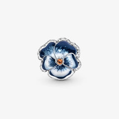 Pandora Charm: Blaues Stiefmütterchen - Emaille, Sterling-Silber