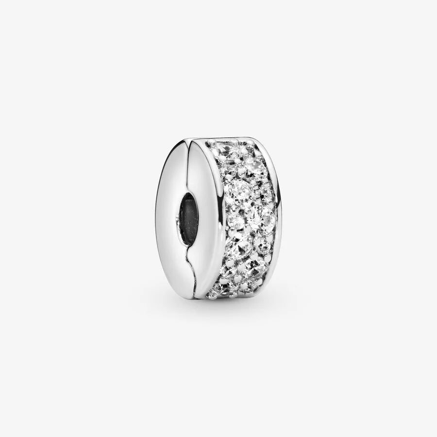 Pandora Pavé Clip: Klar, Cubic Zirkonia, Silikon, Sterling-Silber