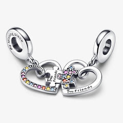 Pandora Teilbarer Charm: Puzzleteil Herzen, Freundschaft - Sterling-Silber