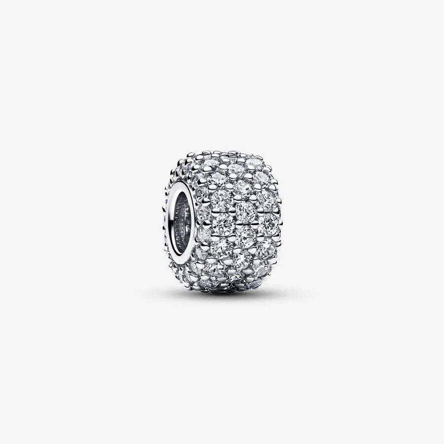 Pandora Dreireihiges Pavé-Charm: Sterling-Silber, Cubic Zirkonia