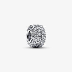 Pandora Dreireihiges Pavé-Charm: Sterling-Silber, Cubic Zirkonia