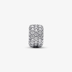 Pandora Dreireihiges Pavé-Charm: Sterling-Silber, Cubic Zirkonia