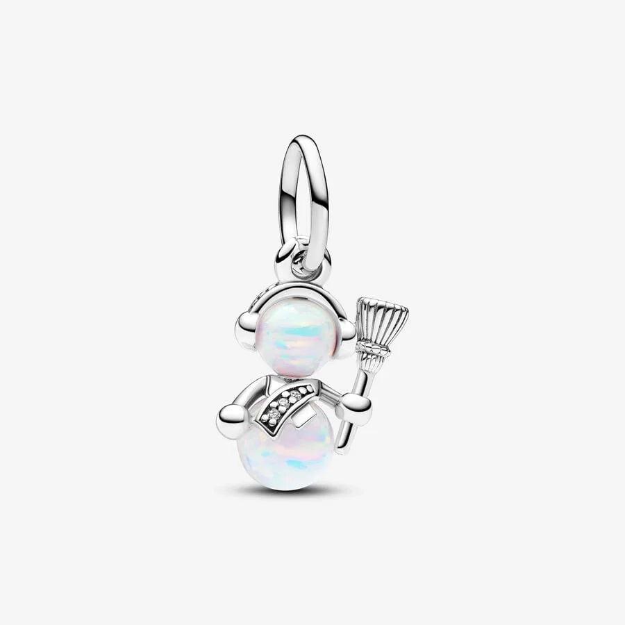 Pandora Charm-Anhänger: Opalescent Schneemann - Sterling-Silber