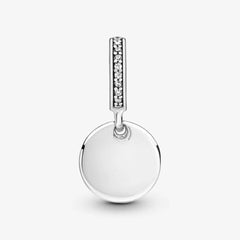 Pandora Charm-Anhänger: Gravierbare Herzscheibe - Sterling-Silber