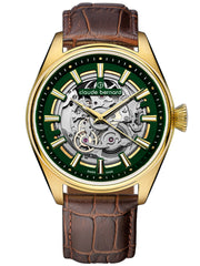 Claude Bernard Proud Heritage Herren Skeleton Grün Gold 42 mm