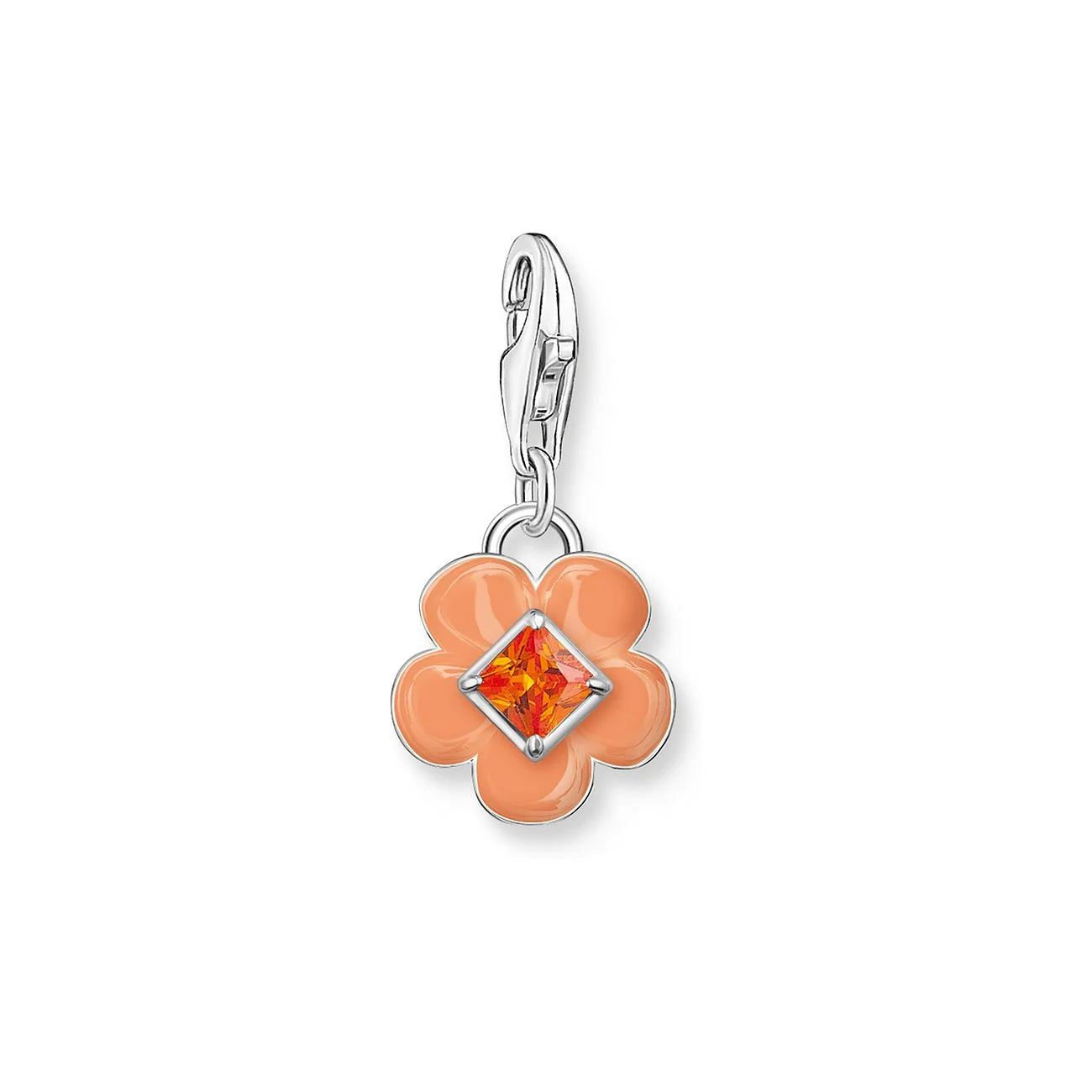 Thomas Sabo Charm-Anhänger Steinset Orange Emaille Blume - 2029-041-8