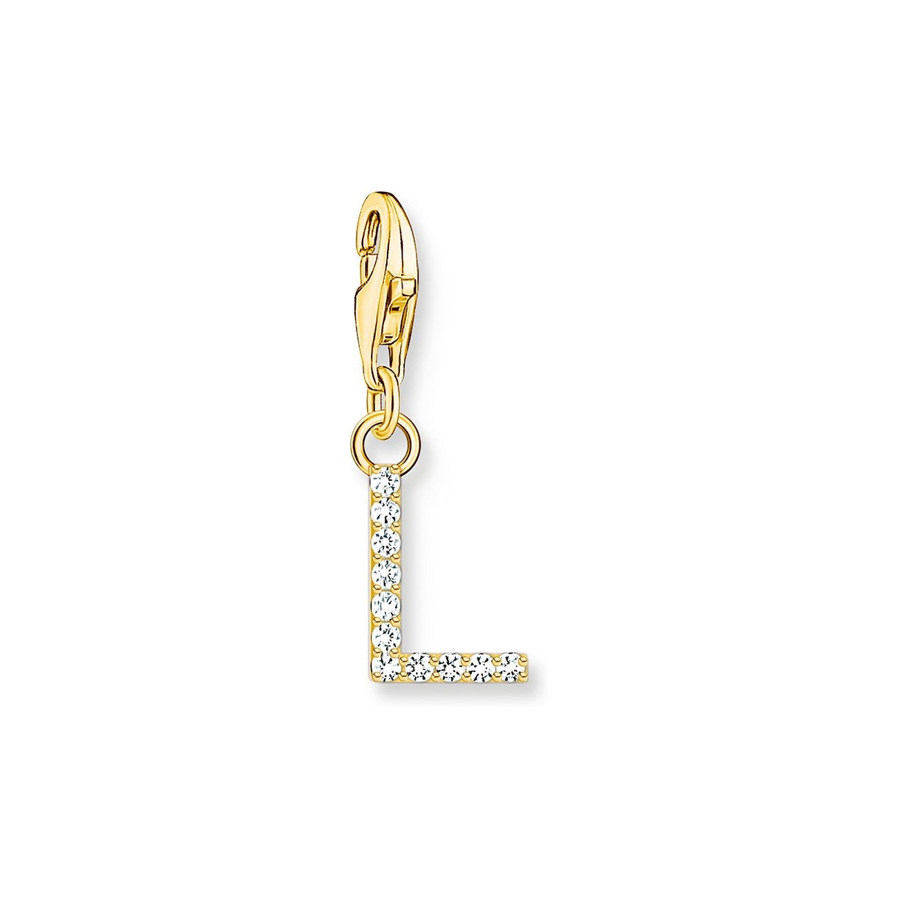Thomas Sabo Charm-Anhänger Buchstabe L mit Weissen Steinen Vergoldet - 1975-414-14