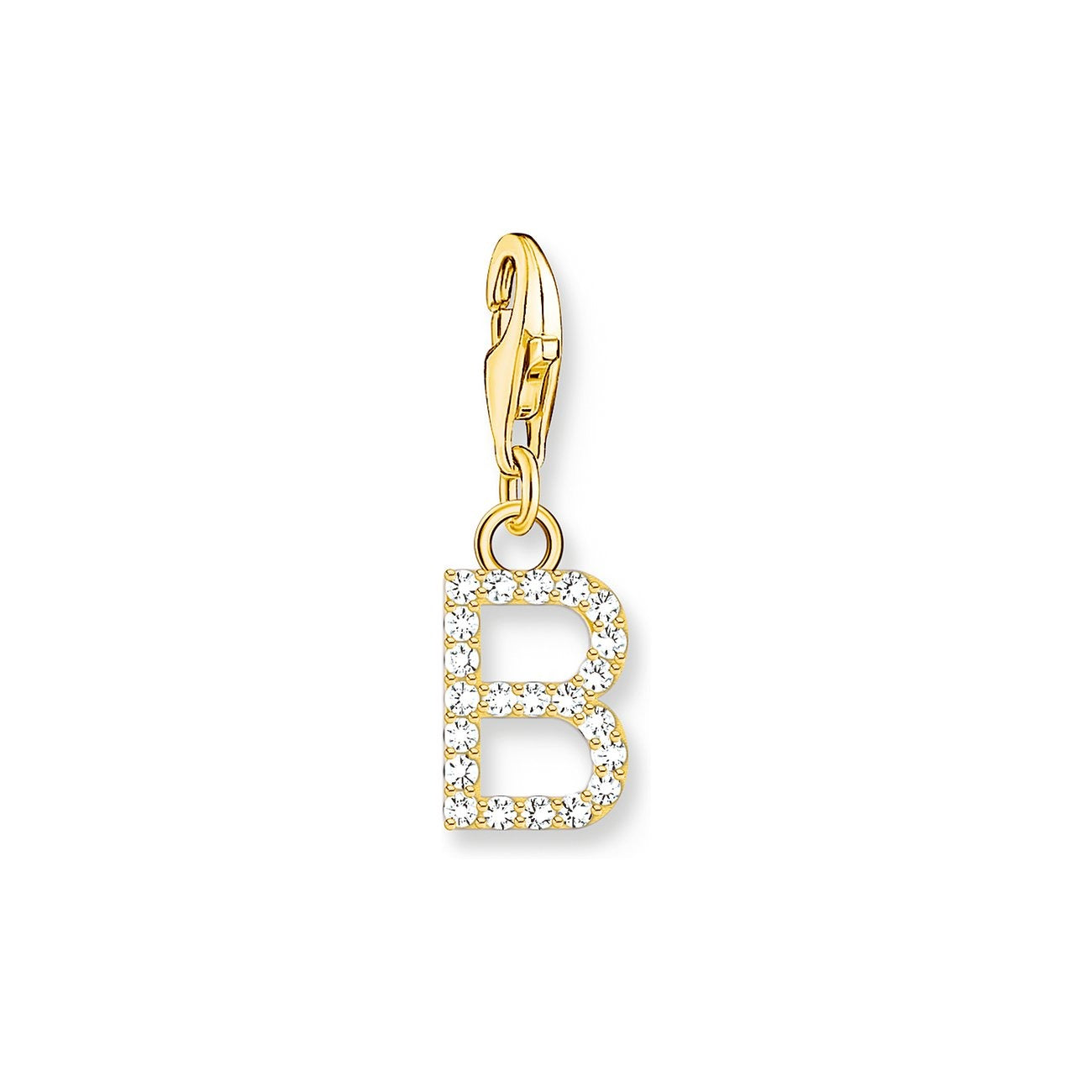 Thomas Sabo Charm-Anhänger Buchstabe B mit Weissen Steinen Vergoldet - 1965-414-14
