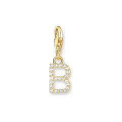 Thomas Sabo Charm-Anhänger Buchstabe B mit Weissen Steinen Vergoldet - 1965-414-14