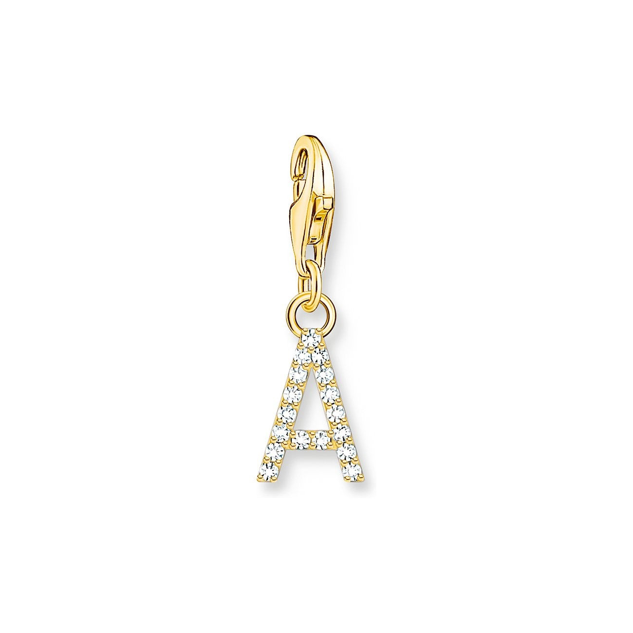 Thomas Sabo Charm-Anhänger Buchstabe A mit Weissen Steinen Vergoldet - 1964-414-14