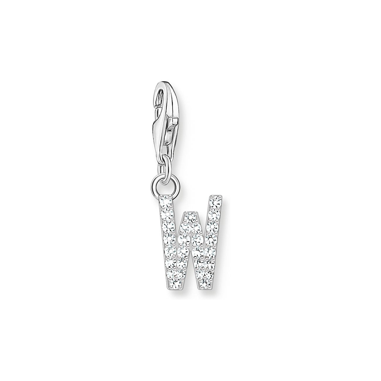 Thomas Sabo Charm-Anhänger Buchstabe W mit Weissen Steinen Silber - 1960-051-14