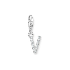 Thomas Sabo Charm-Anhänger Buchstabe V mit Weissen Steinen Silber - 1959-051-14