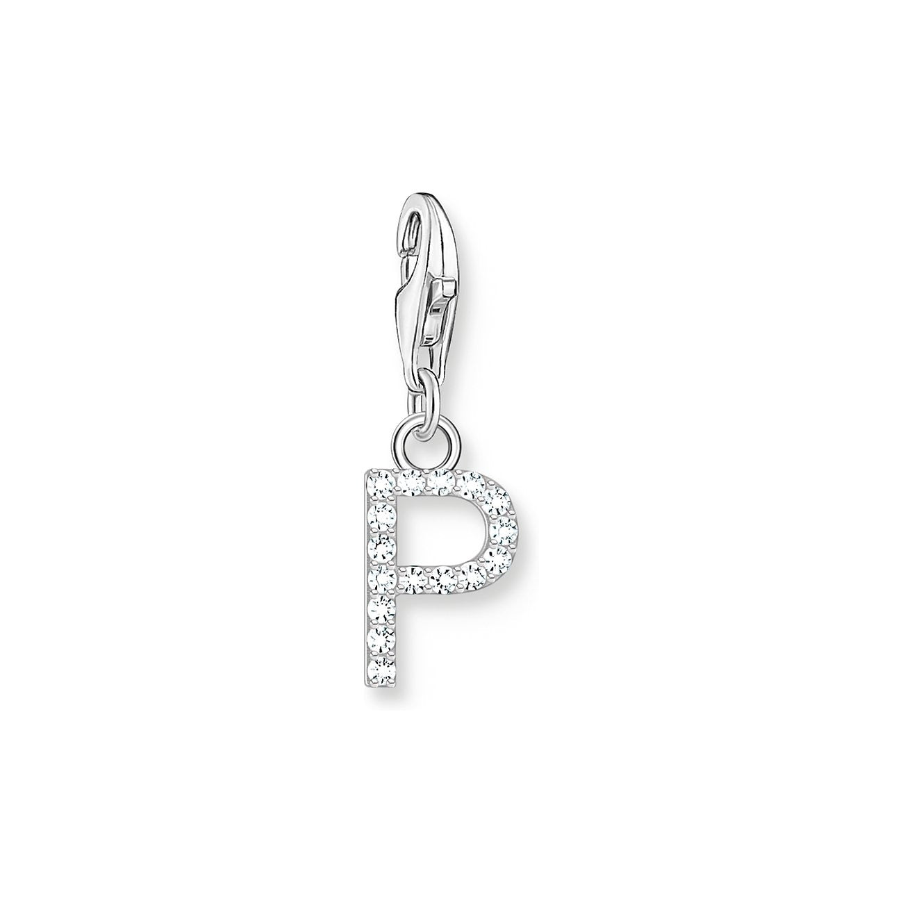 Thomas Sabo Charm-Anhänger Buchstabe P mit Weissen Steinen Silber - 1953-051-14